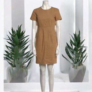 THE ROW Beige Crewneck Cotton Blend Mini Dress Size Small
